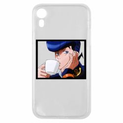 Чехол для iPhone XR Higashikata Josuke drinking tea - PrintSalon