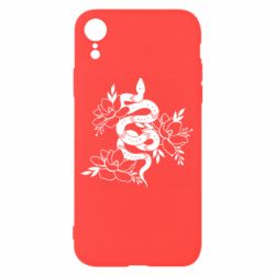 Чехол для iPhone XR Snake with flowers - PrintSalon