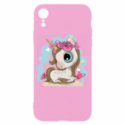 Чехол для iPhone XR Unicorn with flowers - PrintSalon