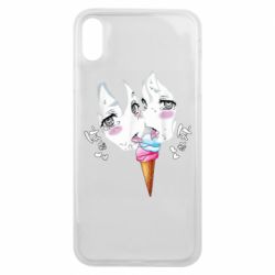 Чехол для iPhone Xs Max Ahegao girl eating ice cream - PrintSalon