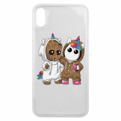 Чехол для iPhone Xs Max Baby Groot And Unicorn - PrintSalon