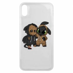 Чехол для iPhone Xs Max Groot And Toothless - PrintSalon