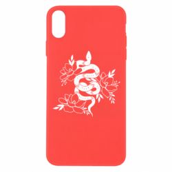Чехол для iPhone Xs Max Snake with flowers - PrintSalon