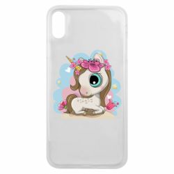 Чехол для iPhone Xs Max Unicorn with flowers - PrintSalon