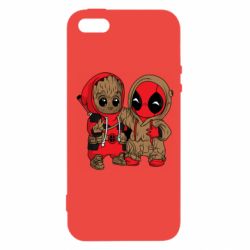 Чехол для iPhone5/5S/SE Baby Groot And Deadpool - PrintSalon