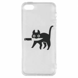 Чехол для iPhone5/5S/SE Cat with a knife - PrintSalon