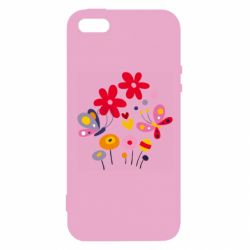 Чехол для iPhone5/5S/SE Flowers and Butterflies - PrintSalon
