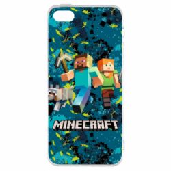 Чохол для iphone 5/5S/SE Minecraft Steve Alex And Dog - PrintSalon