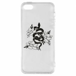 Чехол для iPhone5/5S/SE Snake with flowers - PrintSalon