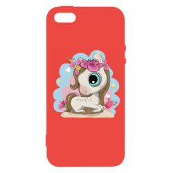 Чехол для iPhone5/5S/SE Unicorn with flowers - PrintSalon