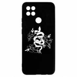 Чехол для Oppo A15s/A15 Snake with flowers - PrintSalon