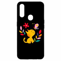 Чехол для Oppo A31 Cat, Flowers and Butterfly - PrintSalon