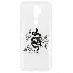 Чехол для Oppo A5/A9 2020 Snake with flowers - PrintSalon