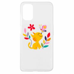 Чехол для Oppo A52/A72/A92 Cat, Flowers and Butterfly - PrintSalon