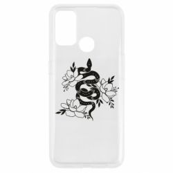 Чехол для Oppo A53/A32/A33 Snake with flowers - PrintSalon