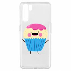 Чехол для Oppo A91/Reno3 Funny cupcake with smile - PrintSalon
