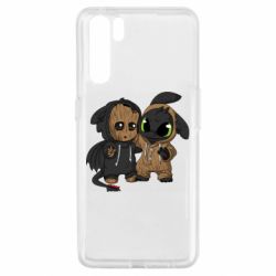 Чехол для Oppo A91/Reno3 Groot And Toothless - PrintSalon