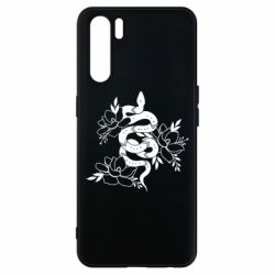 Чехол для Oppo A91/Reno3 Snake with flowers - PrintSalon