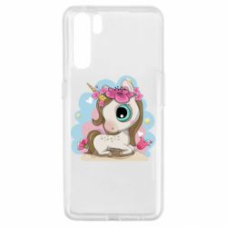 Чехол для Oppo A91/Reno3 Unicorn with flowers - PrintSalon