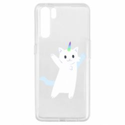 Чехол для Oppo A91/Reno3 White cheerful cat - PrintSalon