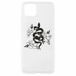 Чехол для Oppo A92s Snake with flowers - PrintSalon