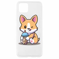 Чехол для Oppo A92s Собачька пьет боба ти - PrintSalon