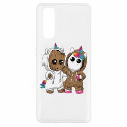 Чехол для Oppo Find X2 Baby Groot And Unicorn - PrintSalon