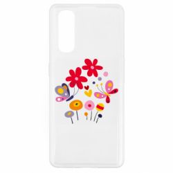 Чехол для Oppo Find X2 Flowers and Butterflies - PrintSalon