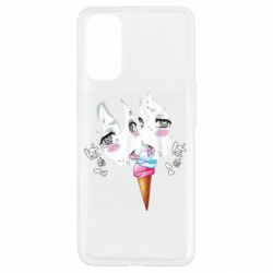 Чехол для Oppo Reno 4 Ahegao girl eating ice cream - PrintSalon