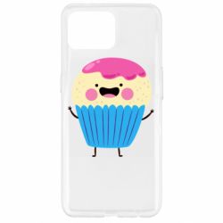 Чехол для Oppo Reno 4 Lite Funny cupcake with smile - PrintSalon
