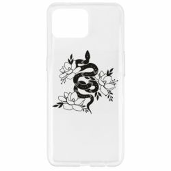 Чехол для Oppo Reno 4 Lite Snake with flowers - PrintSalon