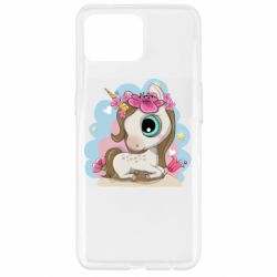 Чехол для Oppo Reno 4 Lite Unicorn with flowers - PrintSalon