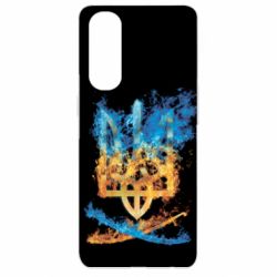 Чохол для Oppo Reno 4 Pro Герб Украины в желто - голубом огнем - PrintSalon