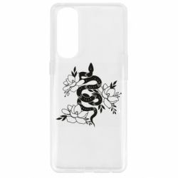 Чехол для Oppo Reno 4 Pro Snake with flowers - PrintSalon