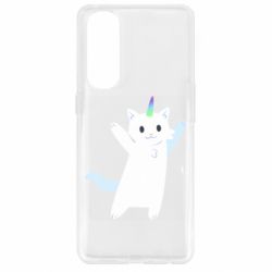 Чехол для Oppo Reno 4 Pro White cheerful cat - PrintSalon