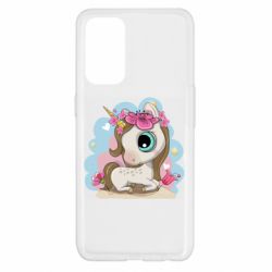 Чехол для Oppo Reno 5 4G Unicorn with flowers - PrintSalon