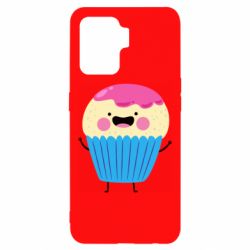 Чехол для Oppo Reno 5 Lite Funny cupcake with smile - PrintSalon