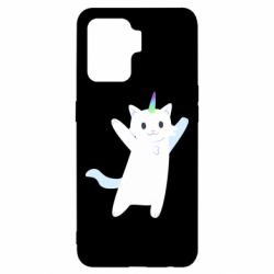 Чехол для Oppo Reno 5 Lite White cheerful cat - PrintSalon
