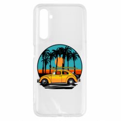 Чехол для Realme 6 Car and sunset - PrintSalon