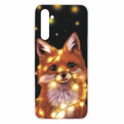 Чохол для Realme 6 Fox And Christmas Lights - PrintSalon