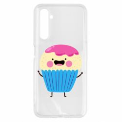 Чехол для Realme 6 Funny cupcake with smile - PrintSalon