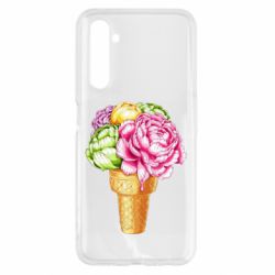 Чехол для Realme 6 Ice cream flowers - PrintSalon
