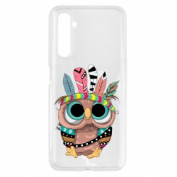 Чехол для Realme 6 Little owl with feathers - PrintSalon