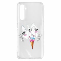 Чехол для Realme 6 Pro Ahegao girl eating ice cream - PrintSalon