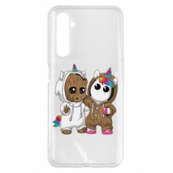 Чехол для Realme 6 Pro Baby Groot And Unicorn - PrintSalon
