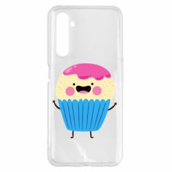 Чехол для Realme 6 Pro Funny cupcake with smile - PrintSalon
