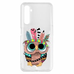 Чехол для Realme 6 Pro Little owl with feathers - PrintSalon