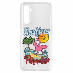 Чехол для Realme 6 Pro Surfing Paradise Flamingo - PrintSalon