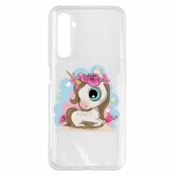 Чехол для Realme 6 Pro Unicorn with flowers - PrintSalon