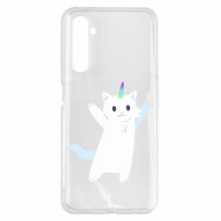 Чехол для Realme 6 Pro White cheerful cat - PrintSalon